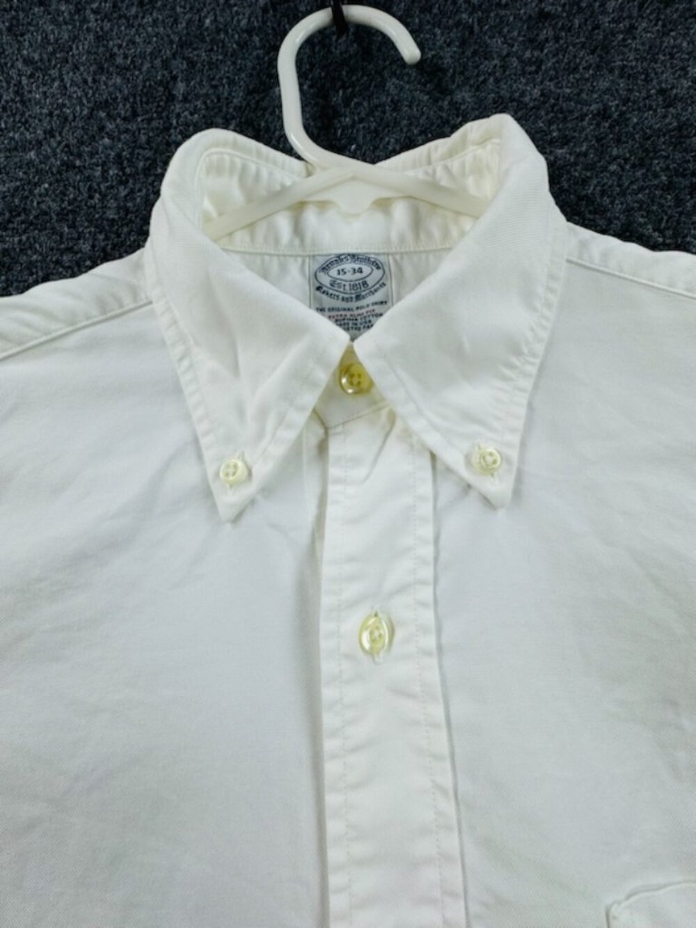 Brooks Brothers Makers Merchants Supima USA Extra-Slim 15 34 OCBD Oxford White
